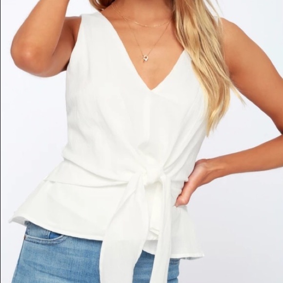 White Tie-Front Top | Lulu’s - Picture 1 of 5